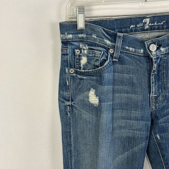 7 For All Mankind Distressed Bootcut Jeans - Picture 2 of 6